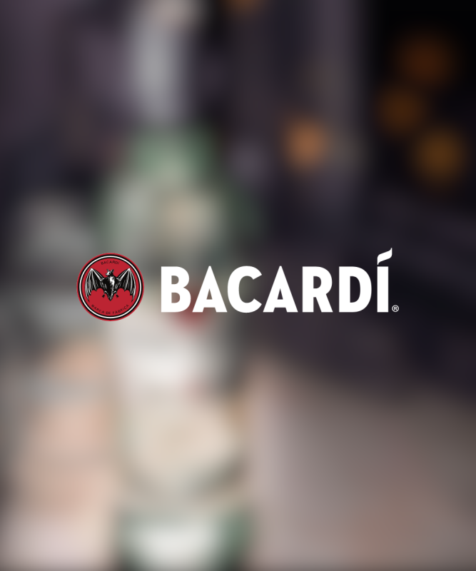 Bacardi logo on blurry background